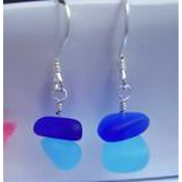 SEA GLASS Teardrop Caribbean Blue Weave Wire COPPER Dangle Earrings USA HANDMADE SEA GLASS Teardrop Caribbean Blue Weave Wire COPPER Dangle Earrings USA HANDMADE